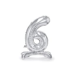   Álló fólia lufi ''6'' számú, 70cm, ezüst