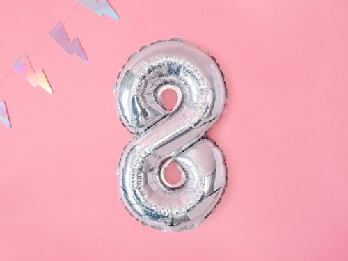 Fólia léggömb ''8'', 35cm, holografikus