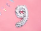 Fólia léggömb ''9'', 35cm, holografikus