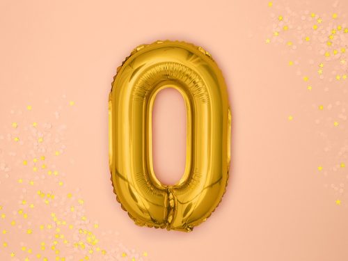 ''0'' számú fóliás léggömb, 35 cm, arany