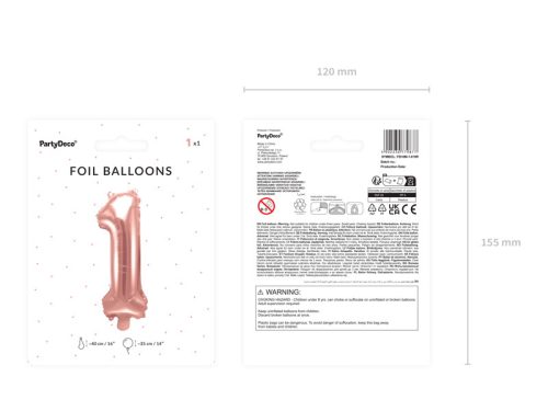 ''1'' számú fólia léggömb, 35 cm, rózsaszín arany