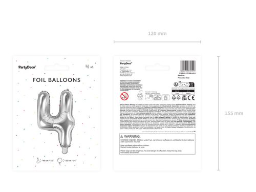 ''4'' számú fólia lufi, 35 cm, ezüst
