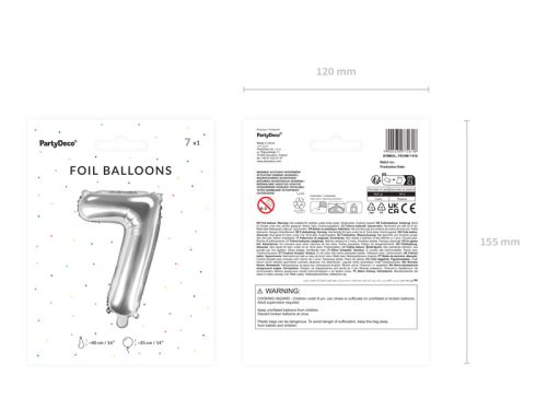 ''7'' számú fólia lufi, 35 cm, ezüst