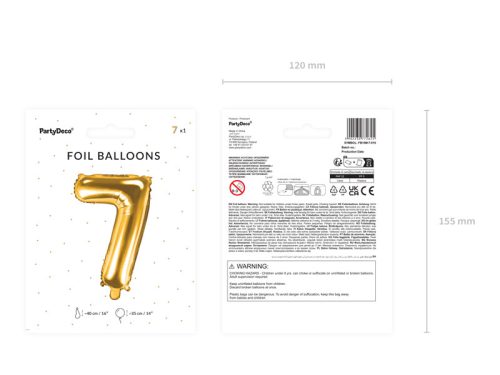''7'' számú fóliás léggömb, 35 cm, arany