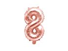 ''8'' számú fólia lufi, 35 cm, rózsaszín arany