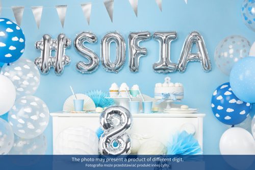 ''9'' számú fóliás léggömb, 35cm, ezüst