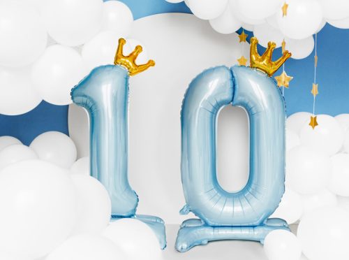 Álló fólia lufi '' 1'' számú, 84 cm, égszínkék