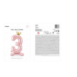   Álló fólia lufi ''3'' számú, 84 cm, világos rózsaszín