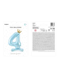  Álló fólia lufi ''4'' számú, 84 cm, égszínkék