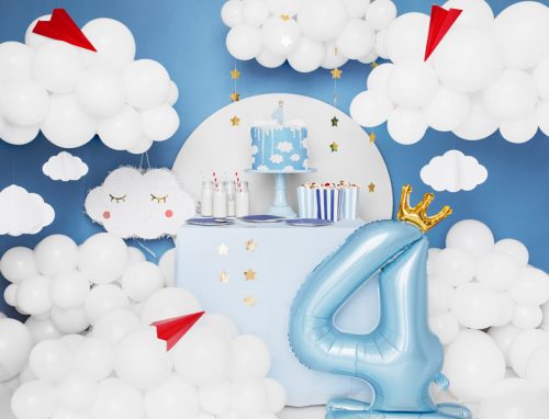 Álló fólia lufi ''4'' számú, 84 cm, égszínkék