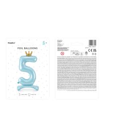   Álló fólia lufi ''5'' számú, 84 cm, égszínkék