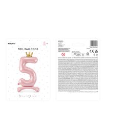   Álló fólia lufi ''5'' számú, 84 cm, világos rózsaszín