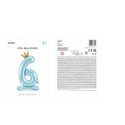   Álló fólia lufi '' 6'' számú, 84 cm, égszínkék