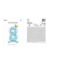   Álló fólia lufi ''8'' számú, 84 cm, égszínkék