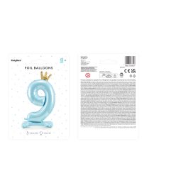  Álló fólia lufi ''9'' számú, 84 cm, égszínkék