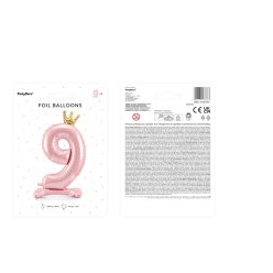   Álló fólia lufi ''9'' számú, 84 cm, világos rózsaszín