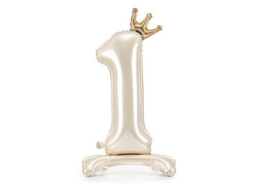 ''1'' számú álló fólia lufi, 84 cm, világos krém