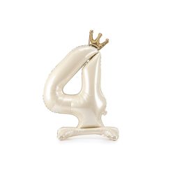  ''4'' számú álló fólia lufi, 84 cm, világos krém