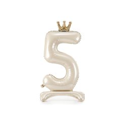   ''5'' számú álló fólia lufi, 84 cm, világos krém