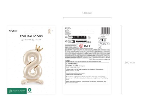 Álló fólia lufi ''8'' számú, 84 cm, világos krém