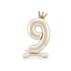   ''9'' számú álló fólia lufi, 84 cm, világos krém