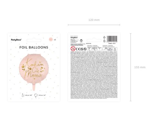 ''Kocham Ci�� Mamo'' fólia lufi, 45 cm, rózsaszín