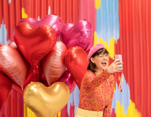 Fólia léggömb Szív, 75x64,5 cm, rózsaszín