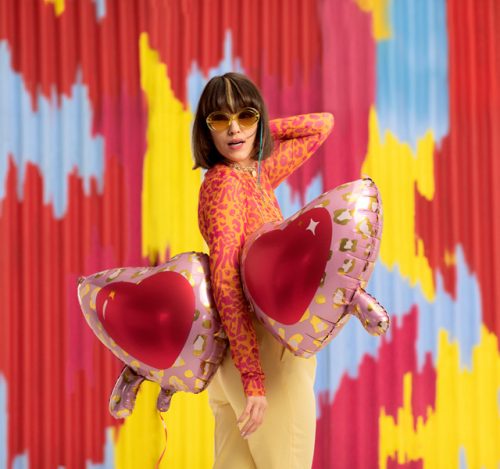 Fólia lufi Szív szemüveg, 115,5x52 cm, mix