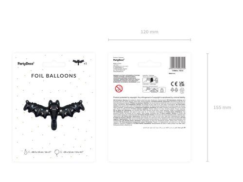 Fólia ballon Bat, 40,5x13 cm, mix