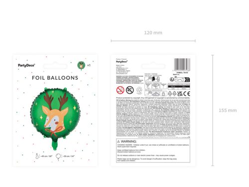 Foil balloon Reindeer, 45 cm, mix