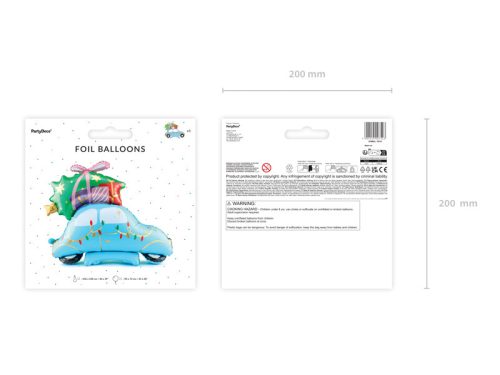 Álló fólia lufi karácsonyi autó, 102x100 cm, mix