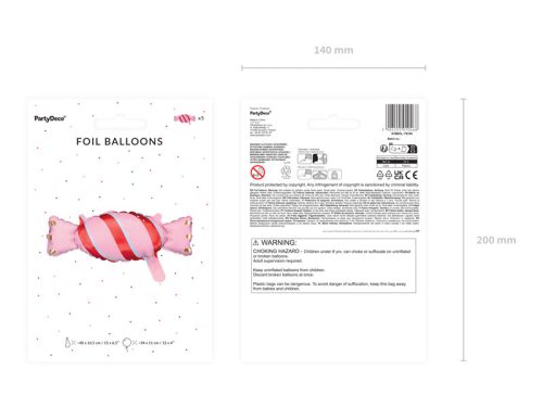 Fólia lufi Cukorka, mix, 40x16,5 cm (1 db / 5 db)