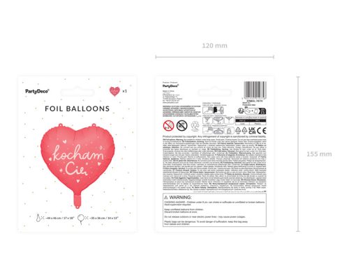 Foil balloon Heart ''Kocham CiÄ'', 45 cm, mix