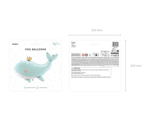 Fólia léggömb Bálna, 93x60 cm, égszínkék
