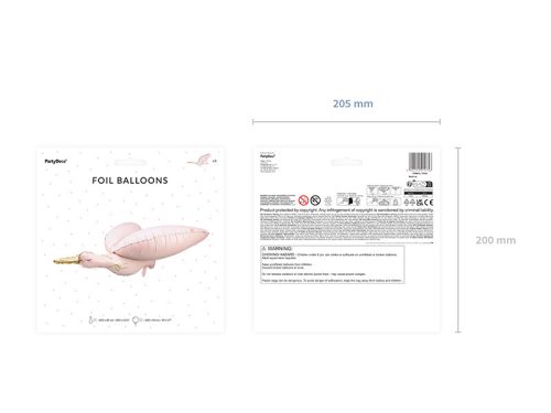 Fólia lufi Gólya, 103x60 cm, világos rózsaszín