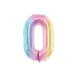   Fólia lufi számjegy '0', 86 cm, pasztell szivárvány