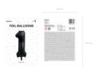 ''1'' számú fólia lufi, 86 cm, fekete