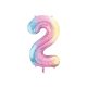 Fólia lufi szám, 2-es, pasztell szivárvány, 86 cm