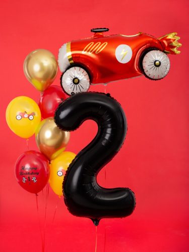 ''2'' számú fólia lufi, 86 cm, fekete