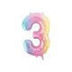 Fólia lufi szám 3, pasztell szivárvány, 86 cm