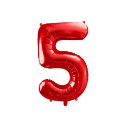 ''5'' számú fólia lufi, 86 cm, piros