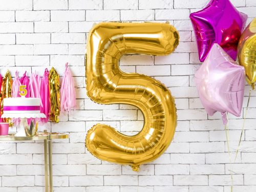 ''5'' számú fólia léggömb, 86 cm, arany