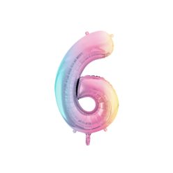   Fólia lufi szám '6', pasztell szivárvány, 86 cm
