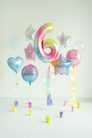 Fólia lufi szám '6', pasztell szivárvány, 86 cm