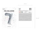 ''7'' számú fóliás léggömb, 86 cm, ezüst