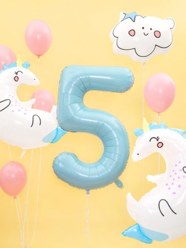 ''5'' számú fólia lufi, 86 cm, világoskék