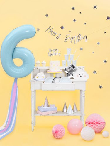 ''6'' számú fólia lufi, 86cm, világoskék