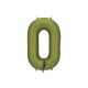 Fóliás léggömb "0", 86 cm, olíva