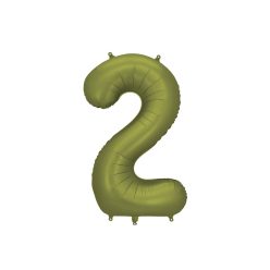 ''2'' számú fólia lufi, 86 cm, olíva