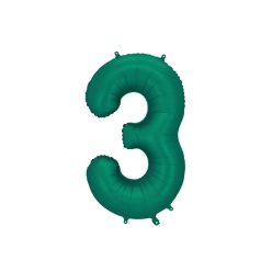   ''3'' számú fóliás léggömb, 86 cm, üvegzöld